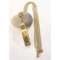 Necklace - Vintage Brass Unical Necklace Watch. Double Chain. Diamante Inside Grid #ML1289 R295.0...
