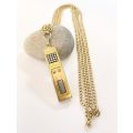 Necklace - Vintage Brass Unical Necklace Watch. Double Chain. Diamante Inside Grid #ML1289 R295.0...