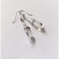Earrings - Teardrop with Clear Diamante Stone. Silver Colour #ML1321