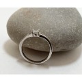 Ring - Clear Centre Stone on Plain Band. Silver Colour #ML1366