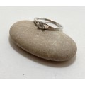 Ring - Clear Centre Stone on Plain Band. Silver Colour #ML1366