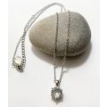 Necklace - Mestige Branded Silver Colour Chain With Crystal Centre Stone Pendant #ML1385