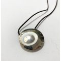 Necklace - Large Round Silver Pendant "Janhoek" on Black Cord #ML1388