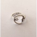 Ring - Band With Moon Circle and Star. Silver Colour #ML1417