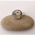 Ring - Band With Moon Circle and Star. Silver Colour #ML1417