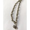 Necklace - Large Heavy Chain With Large Pendants: Celtic Cross, Teardrop Clear Stone, Teardrop Si...