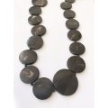 Necklace - Large Black Wooden Beads on Black Cord #ML1499
