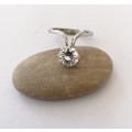 Ring - Silver Ring Offset, Clear Crystal In Crown Setting. 925 Silver #ML1525