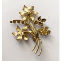 Brooch - Flowers With Pink Diamante and Pink Acrylic Petals. Gold Colour #ML1532
