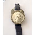 Watch - Lentheric With Big Round Face. Small White Stones Surrounding. Blue Strap #ML1539
