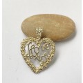 Pendant - 925 Silver Heart Cutout With Words Inset "I Love You". #ML1561