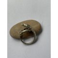 Ring - Sterling Silver Central Snake Head With Tail Along Band #ML1562