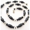 Necklace - Black and white Clear Beads #ML1567