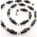 Necklace - Black and white Clear Beads #ML1567