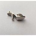 Charm - Slipper Charm With Coloured Diamante Stones. Silver Colour #ML1617