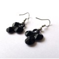 Earrings - Drops With 3 Joined Lightweight Black Circles. Silver Colour Hook #ML1623