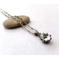 Pendant - Silver Chain "Italy" with Pendant of a Large Crystal Stone On A Silver Loop #ML1628