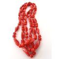 Necklace - Vintage Style With Irregular Shape Red Beads #ML1649