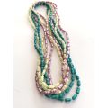 Necklace - 3 x Strands of Pearly Beads. Turquoise, Lilac, Cream #ML1669
