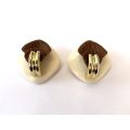 Earrings - Vintage Clip-ons With Brown, White and Gold Colour Parts. Light Weight #ML1679