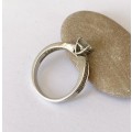 Ring - 925 Sterling Silver Band With Centre White Stone and Smaller White Stones on Either Side #...