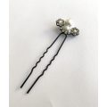 Set - Black Beaded Dragonfly Brooch With Clear Stones and Hair Pin With Flower Diamante and Pearl...