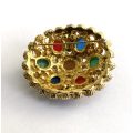 Brooch - Vintage Celtic Multi Stone Brooch. Gold Colour Metal #ML1697