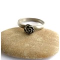 Ring - 925 Silver Thin Band With Rose Set On Top ML1698