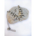 Necklace - Silver Colour Chain Layered With 2 Rows of Diamantes. 3 Large stones Hanging Off Secon...