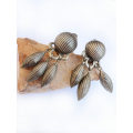 Earrings - Copper Tone Clip ons. 3x Pear Shaped Designs Hanging off Centre. ML1732