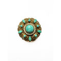 Brooch - Vintage Filigree Turquoise Design with small stones and large stone in the middle surrou...