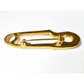 Brooch - 1980's Retro Gold Tone Safety Pin Design with Diamantes on the top end ML1784