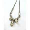 Necklace - Silver Colour Chain with Diamantes & Teardrop Shape Diamantes attached to Chain. Main ...