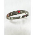 Bracelet - Stainless Steel Nomination Bracelet with one red heart Link. (20 Links in total) ML1797