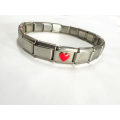 Bracelet - Stainless Steel Nomination Bracelet with one red heart Link. (20 Links in total) ML1797