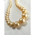 Necklace - Cream Faux Pearl Choker. Round Gold Colour. Round Clasp ML1799