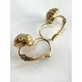 Earrings - Pierced ears Lever Back Settings. Clear Stone in Circle. Gold Plated ML1800