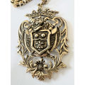 Necklace - Vintage Crest Shield Renaissance Gold Tone Necklace ML1811