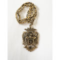 Necklace - Vintage Crest Shield Renaissance Gold Tone Necklace ML1811