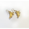 Earrings - Drop Design. Cherub Angel. Gold Tone. Shiny Stones on Middle ML1828