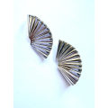 Earrings - Vintage Clip ons. Silver Tone Fan Shape with a Twist ML1848
