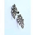 Earrings - Vintage Marcasite Leaf Shape Screw Ons ML1850