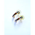 Earrings - Huggies For Pierced Ears. Coloured Rhinestones. Gold Tone ML1853