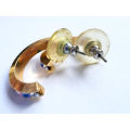Earrings - Huggies For Pierced Ears. Coloured Rhinestones. Gold Tone ML1853