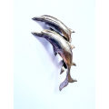 Brooch - Vintage Silver Plated Mother and Baby Dolphin Pin ML1854