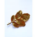 Brooch - Vintage Multi Leaf Stem Brooch. Brush Textured. Gold Tone ML1858