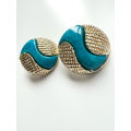 Earrings - Vintage Light Weight Silver/Gold/Turquoise Inlay ML1870