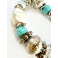 Bracelet - Stretch to Size. Rustic Design. Assorted Sized and Coloured Beads ML1878