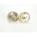 Earrings - Small Vintage Shimmery Grey with Cream Outer Clip Ons ML1879