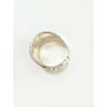 Ring - Silver Tone Wide Band. Rope Effect Design ML1886